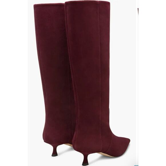 Stuart Weitzman $850 NAOMI 50 Knee High Boots Sz 10B NIB Cabernet Burgundy Suede - Picture 8 of 15